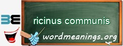 WordMeaning blackboard for ricinus communis